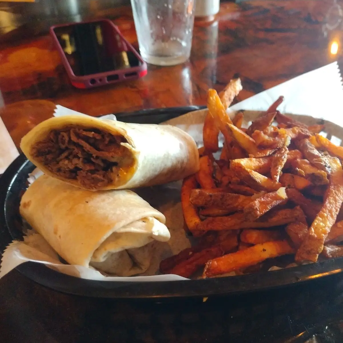 Pulled Chicken Wrap and Fries