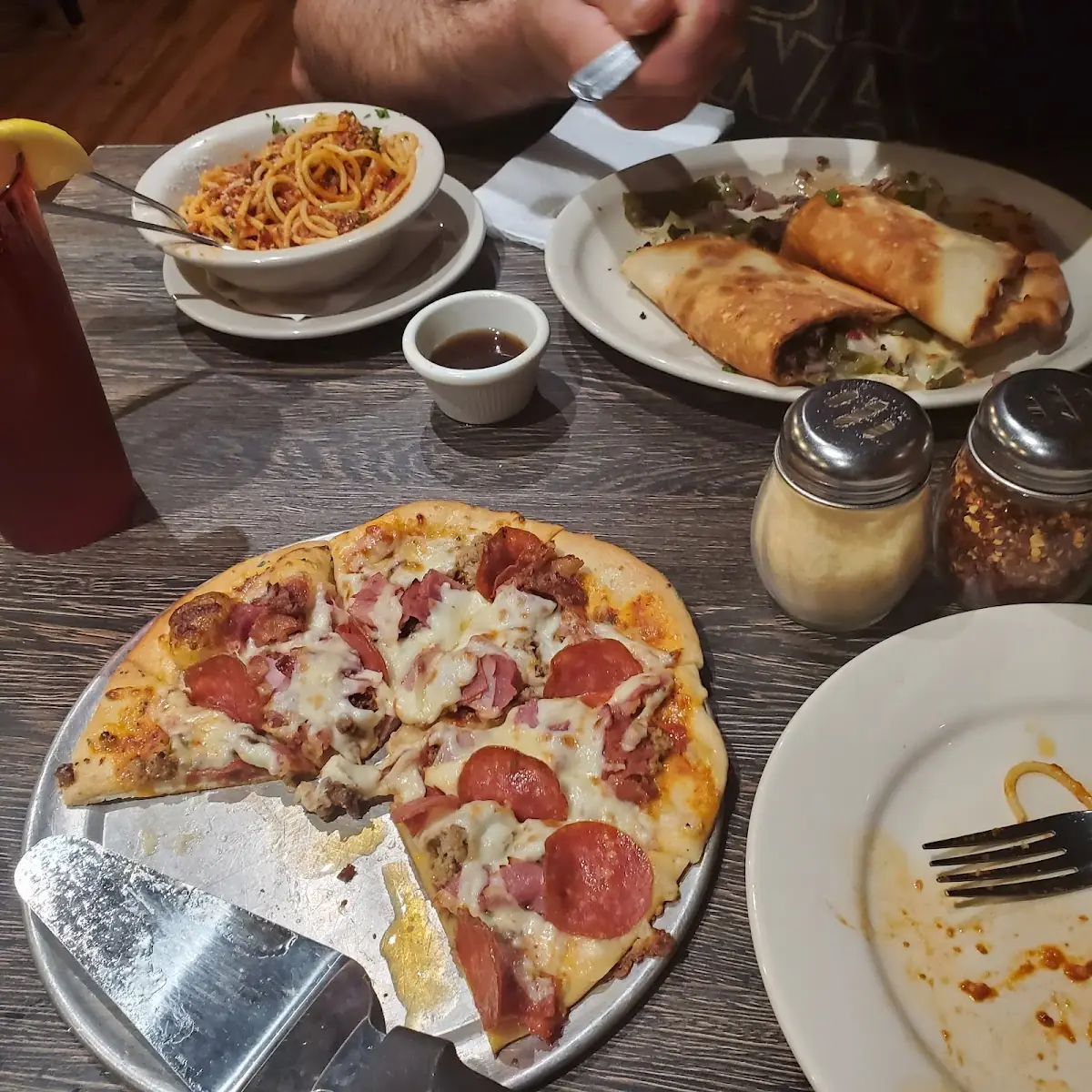 Meat Pizza and Philly Steak Sub