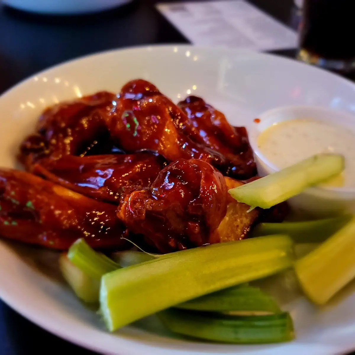 Raspberry Wings with Blue Cheese and Celery