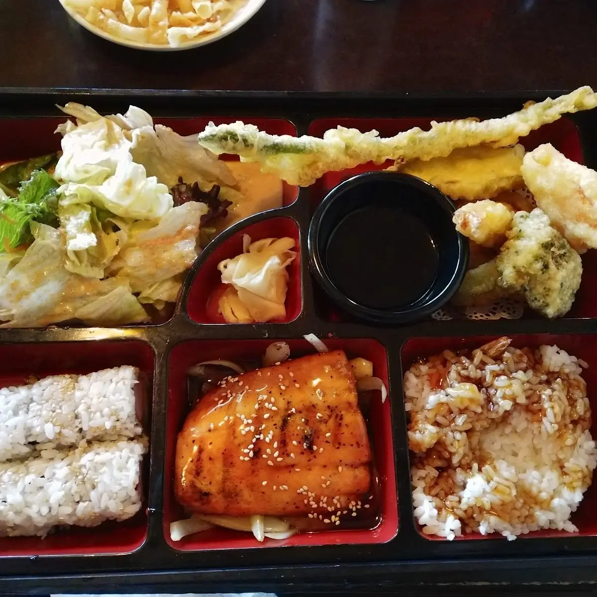 Salmon Teriyaki Mixed Tempura California Roll