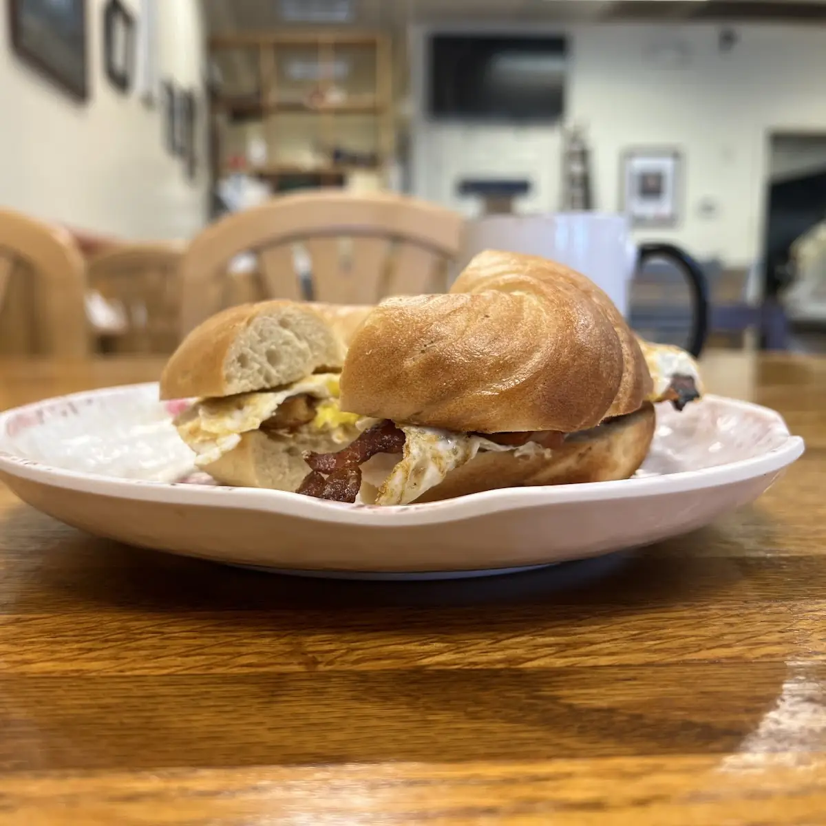 Plain Bagel with Bacon and Egg