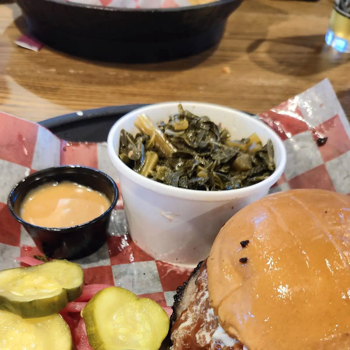 Smoked Brisket Sandwich with Collard Greens