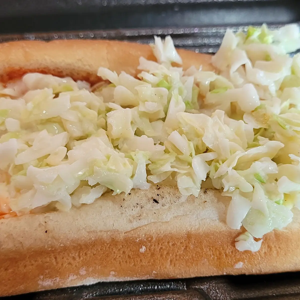 Slaw Dog with Hot Sauce and Mayo