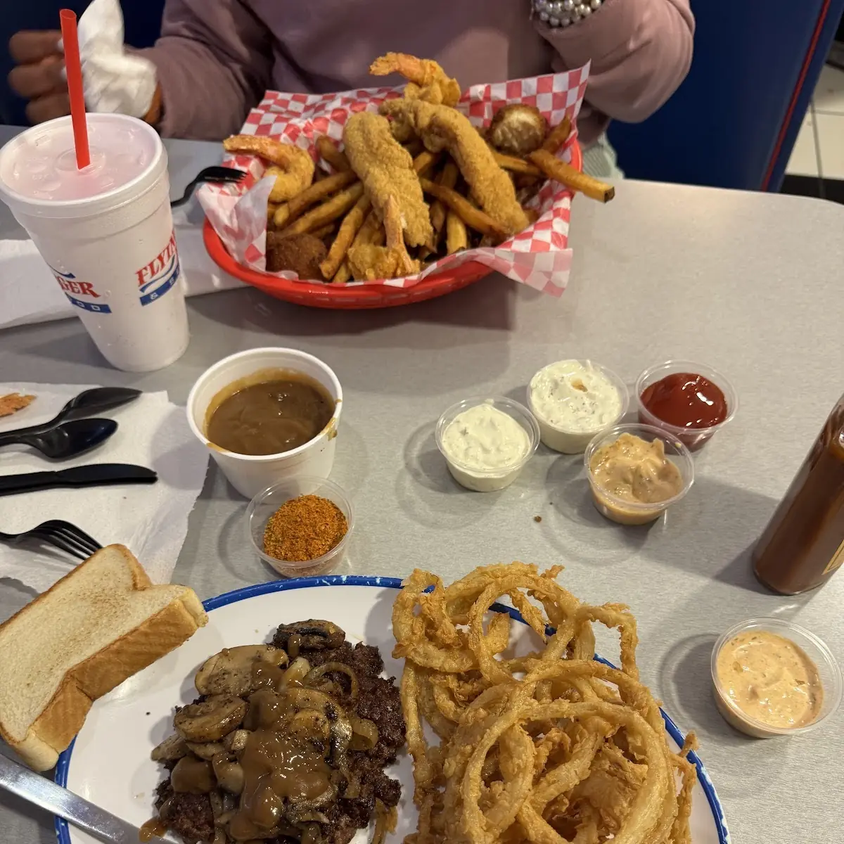 Hamburger Steak w Onion Rings