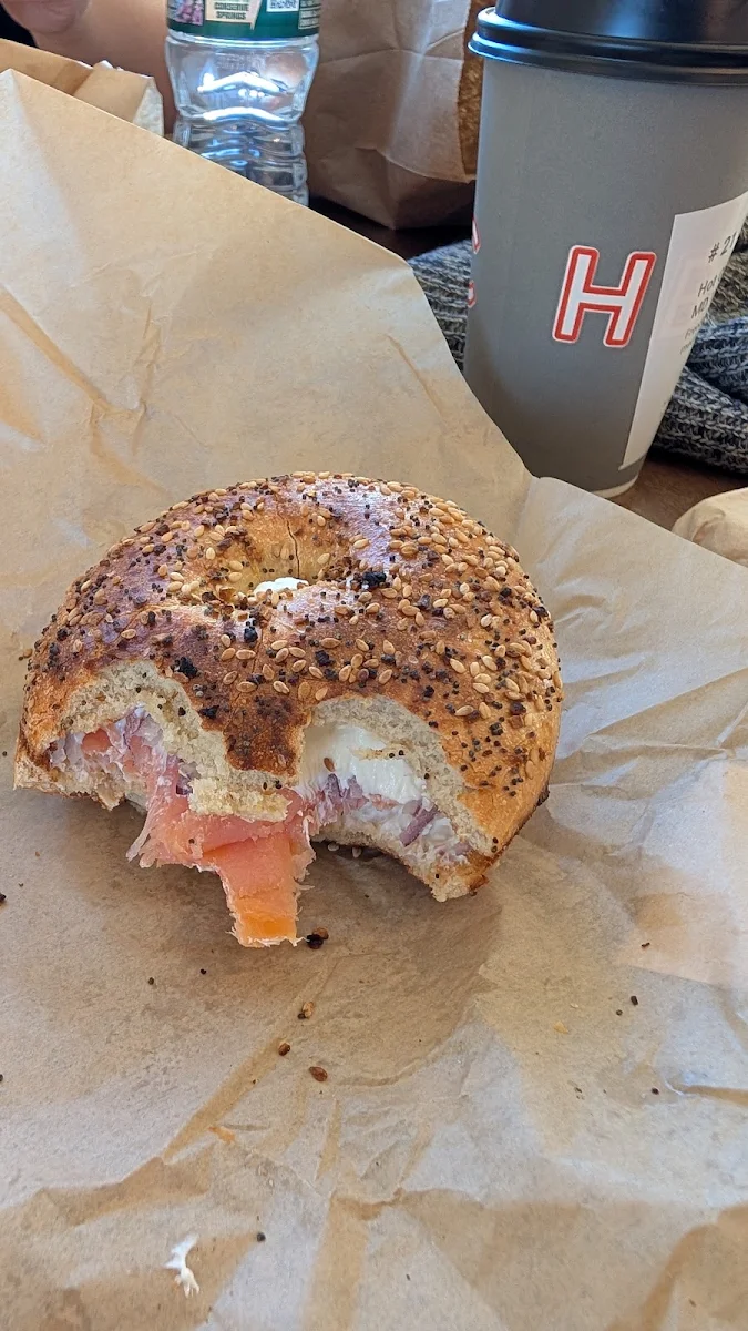 Everything Bagel with Cream Cheese and Smoked Salmon