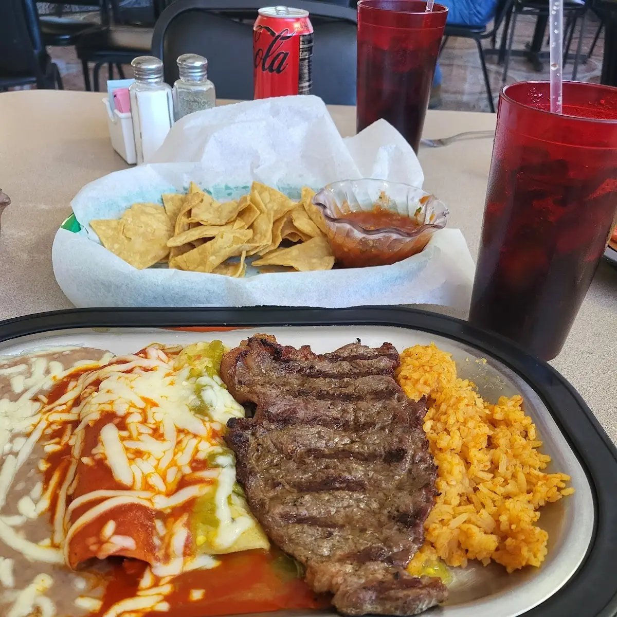 NY Strip Steak and Enchiladas