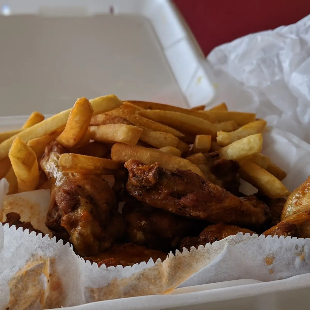 Hot Buffalo Chicken Wings with Fries