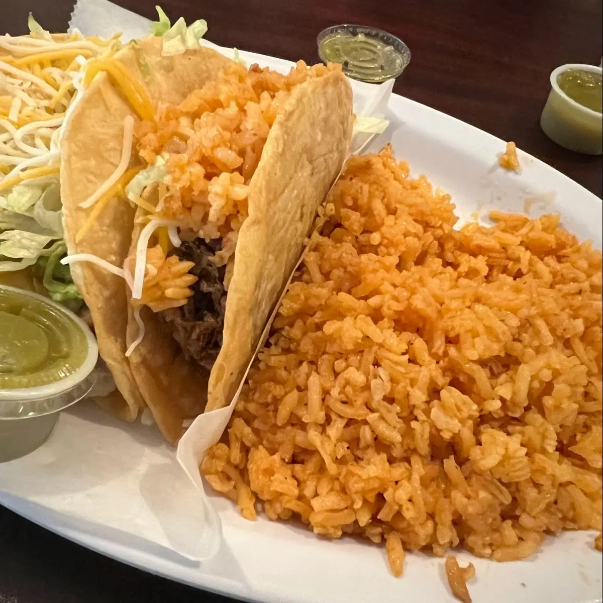 Hard Shell Brisket Tacos with Mexican Rice