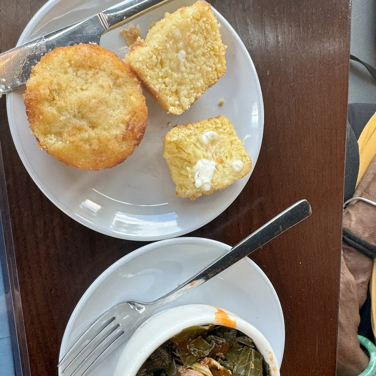 Mama's Vegetable Plate - Collards, Mac & Cheese Yams and Cornbread Muffin