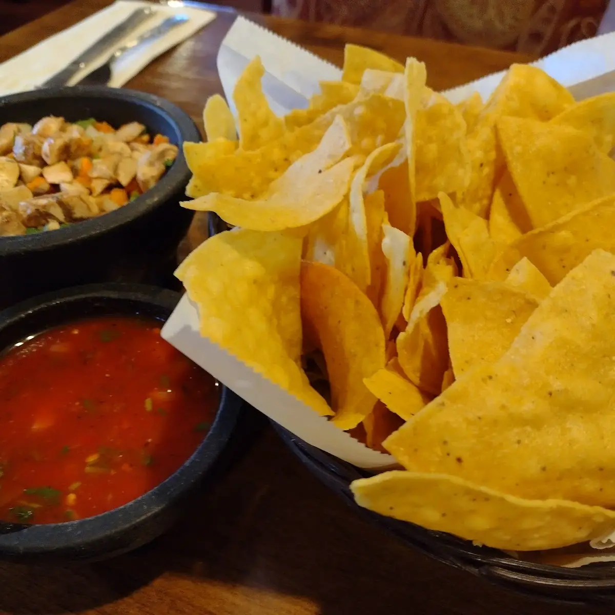 Wild Mushroom Salsa Spicy Tomato Salsa and Chips