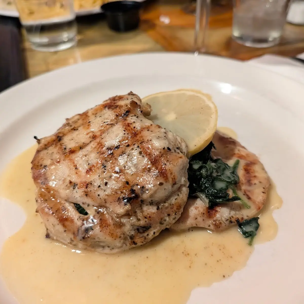 Lemon Chicken over Spinach