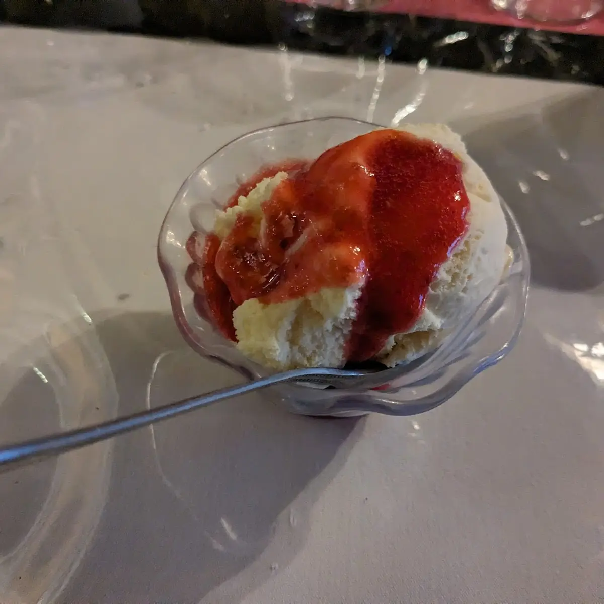 Vanilla Ice Cream with Raspberry Sauce