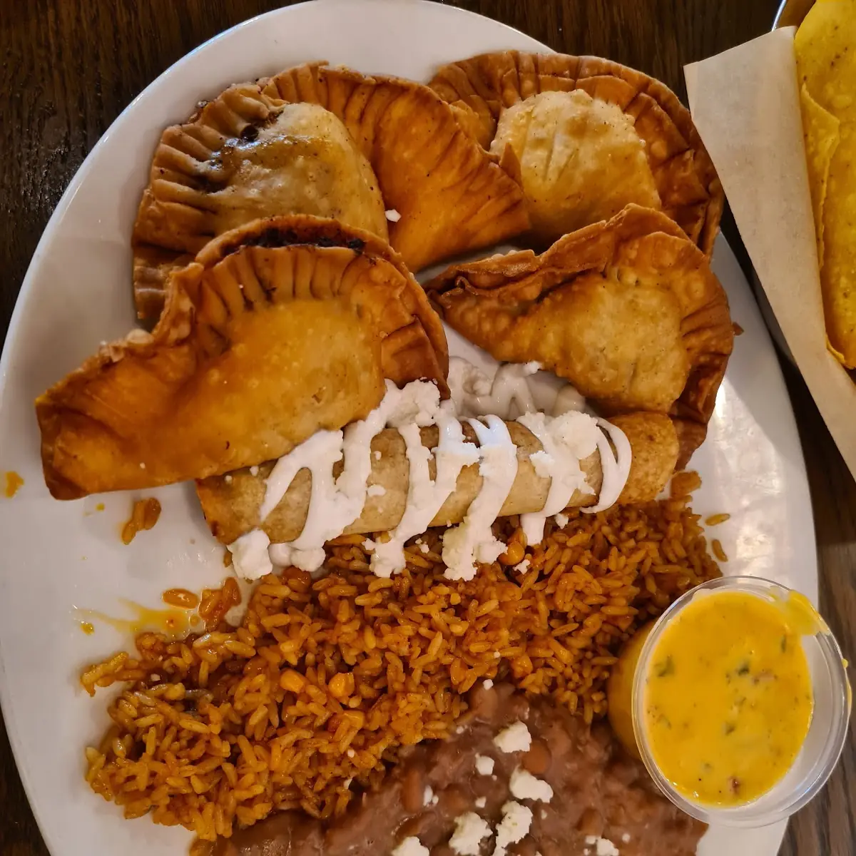 Crisp Taco Rice and Refried Beans