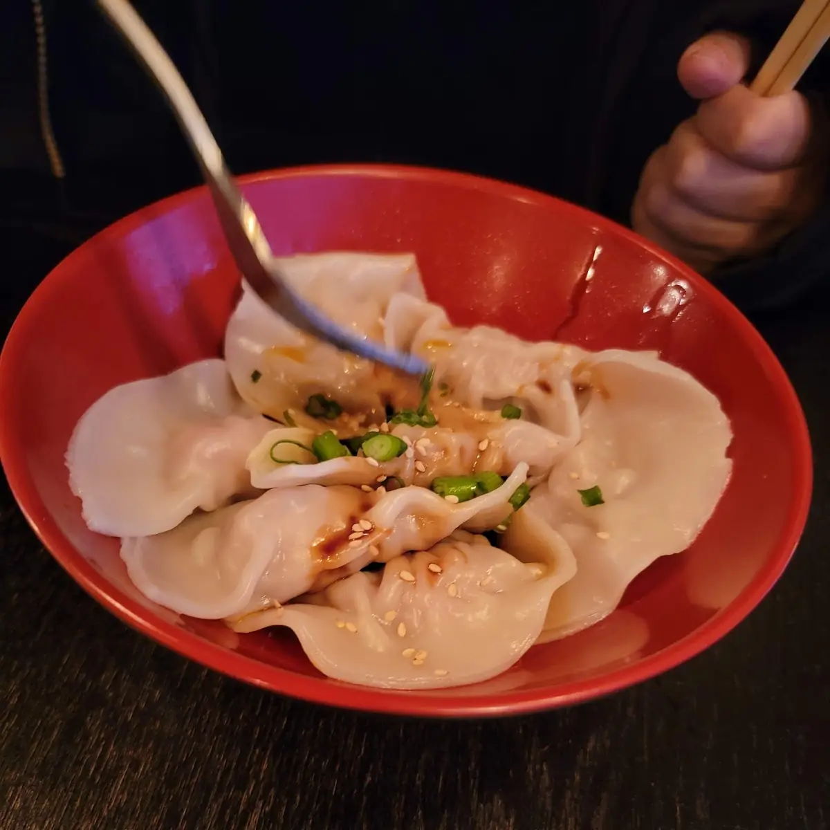 Pork Dumplings in Szechuan Sauce