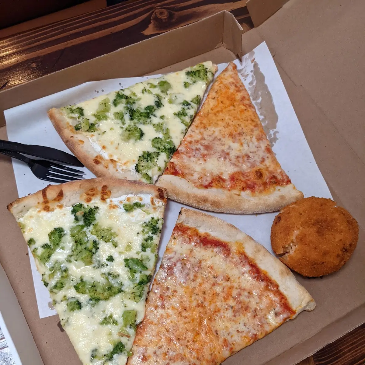 Broccoli Pizza Plain Pizza Arancini Rice Ball