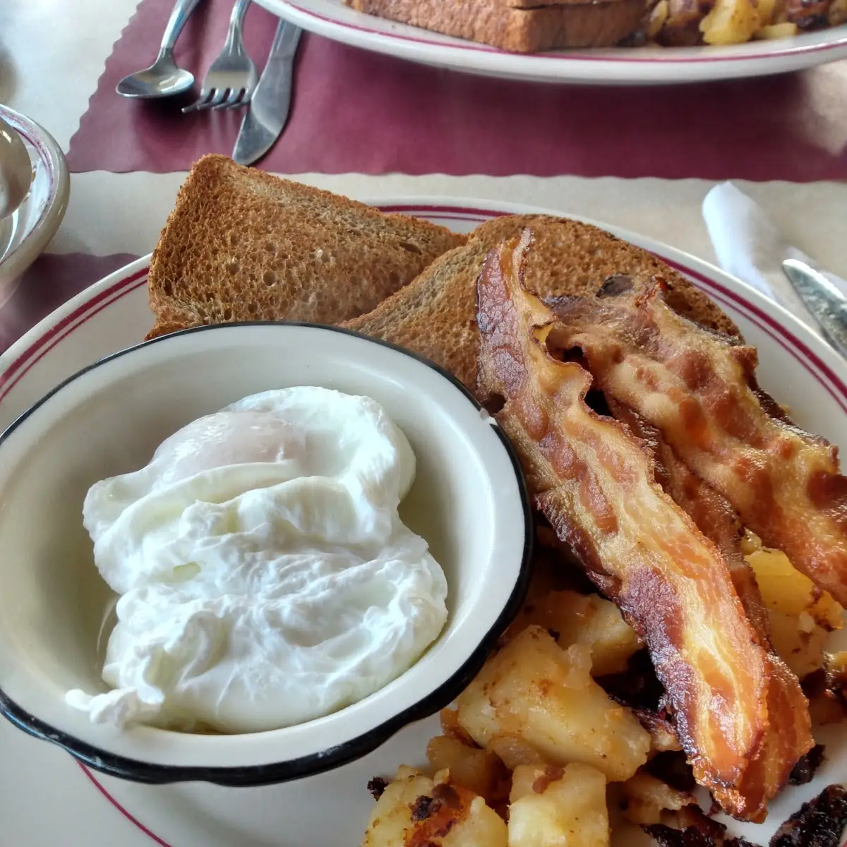 Pouched Eggs Corned Beef Hash Bacon