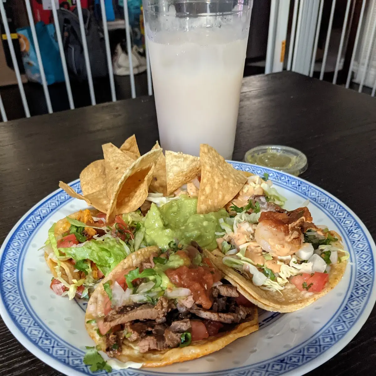 Shrimp Steak and Chicken Tacos