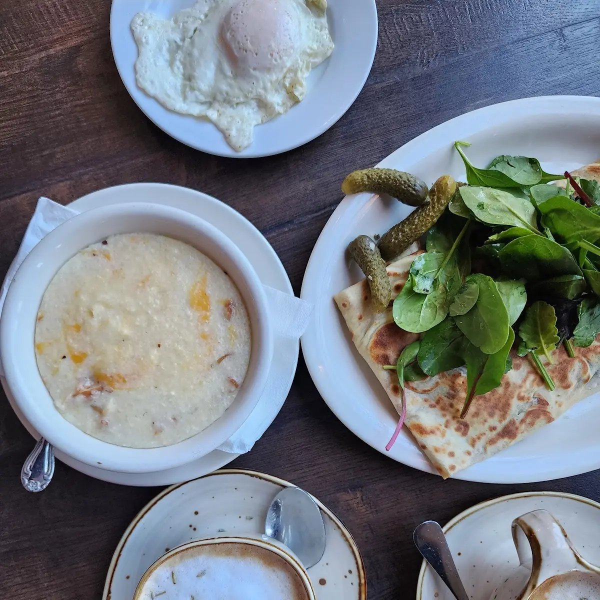 Prosciutto Crepe and Cheddar Grits