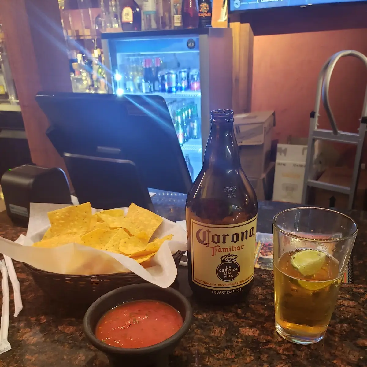 Chips Salsa and Beer