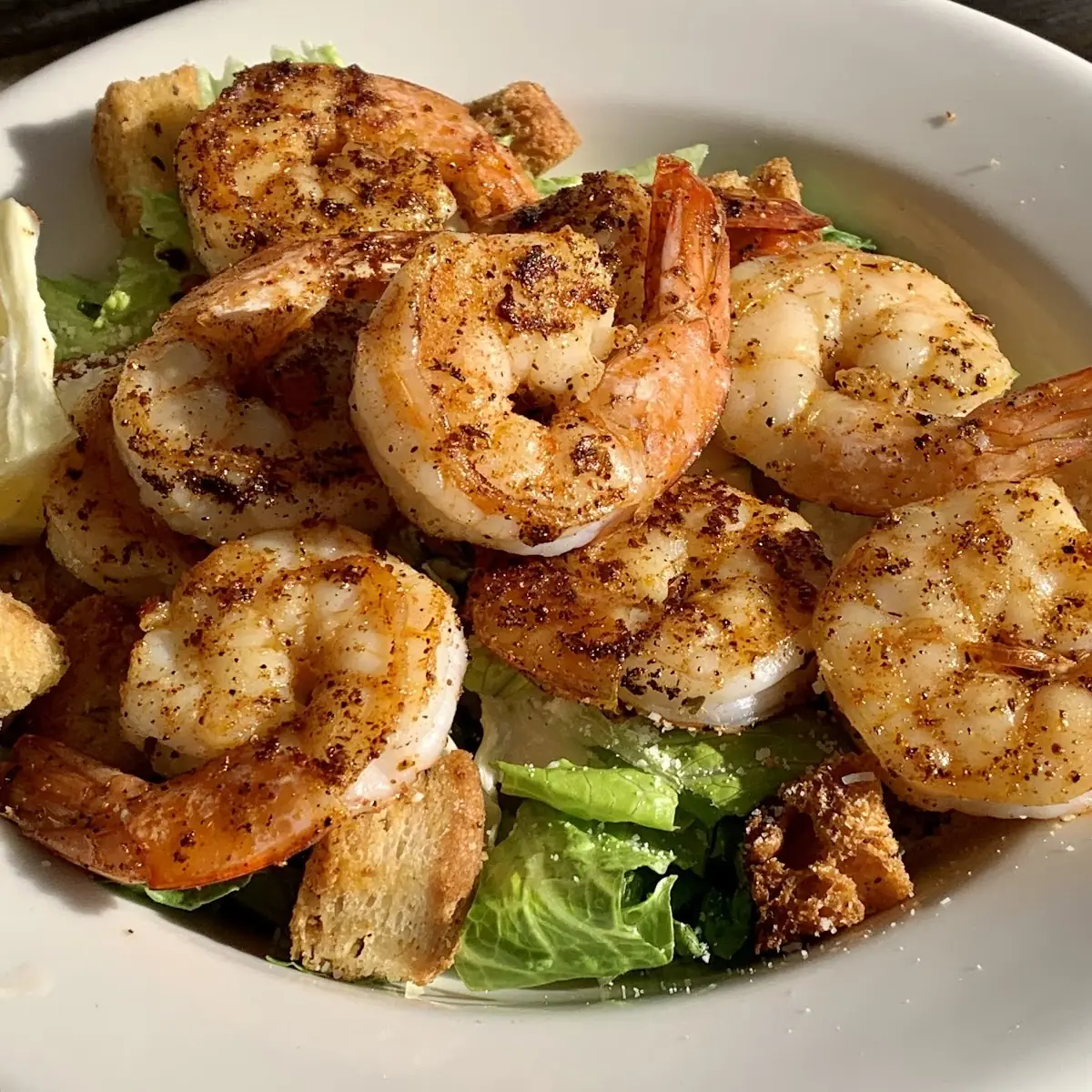 Blackened Shrimp on the Side Caesar Salad