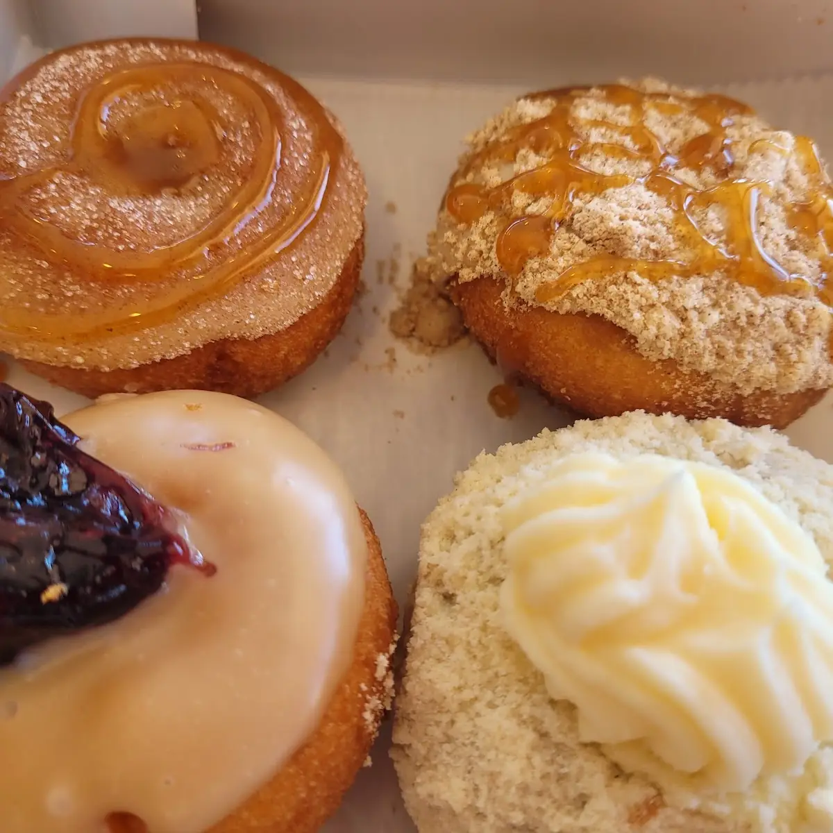 Clockwise from Bottom Left Blueberry Pancake Cinnamon Bun Coffee Cake Lemon Cream