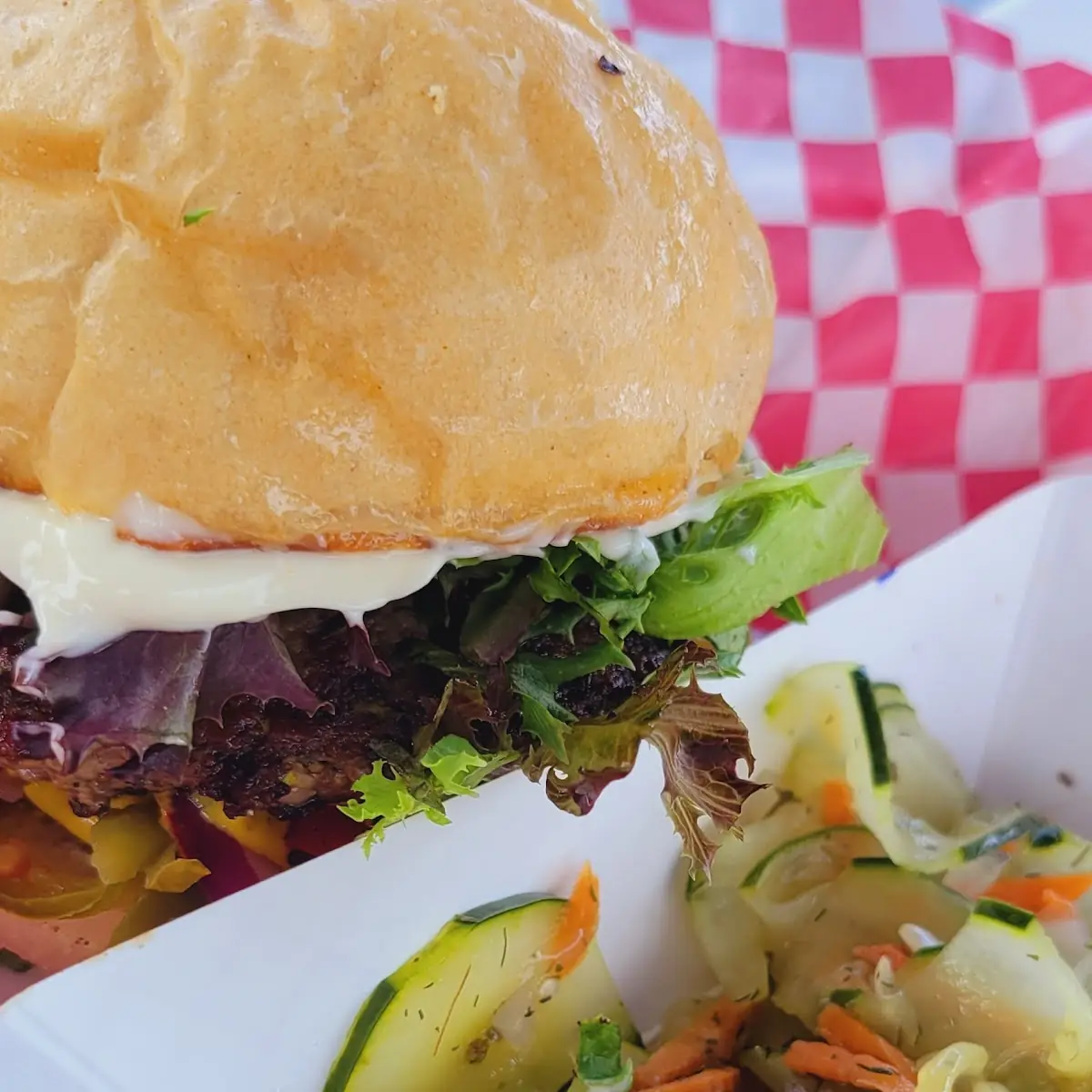 Burger & Cucumber Salad