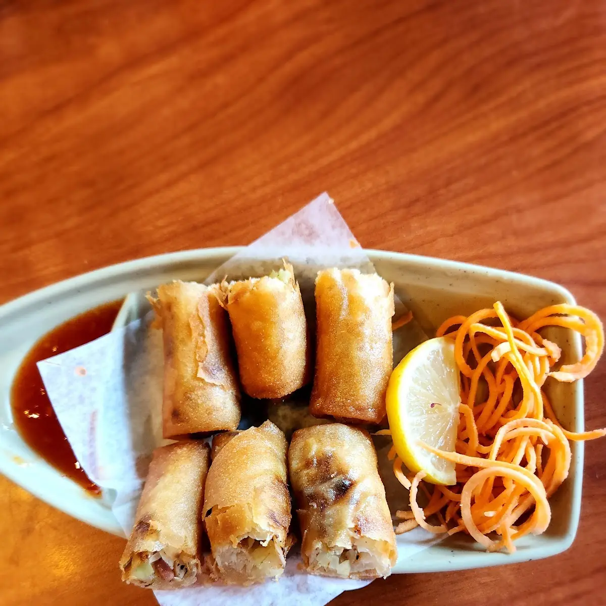 Spring Roll 3 Spring Rolls Cut in Half