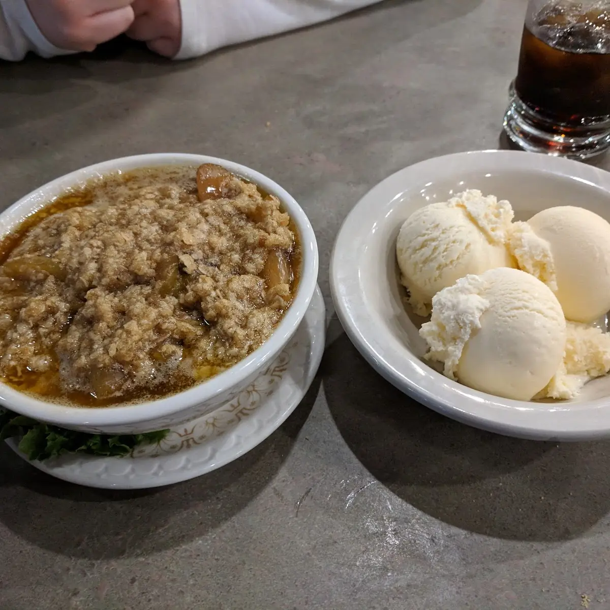 Apple Crisp and Vanilla Ice Cream