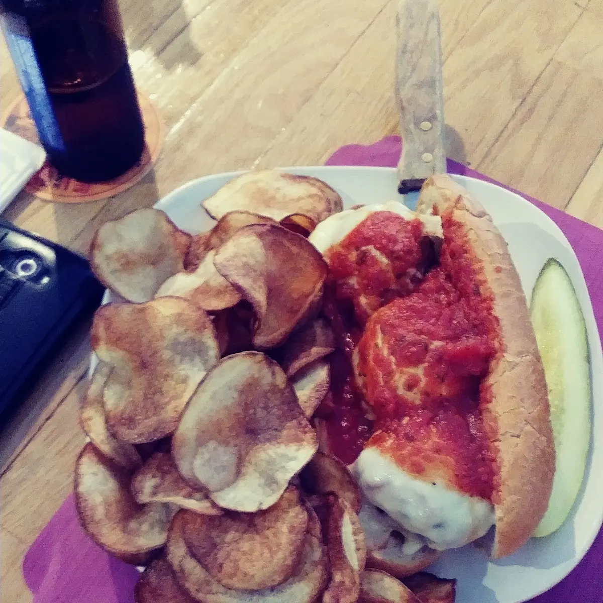 Meatball Sub with Handmade Chips