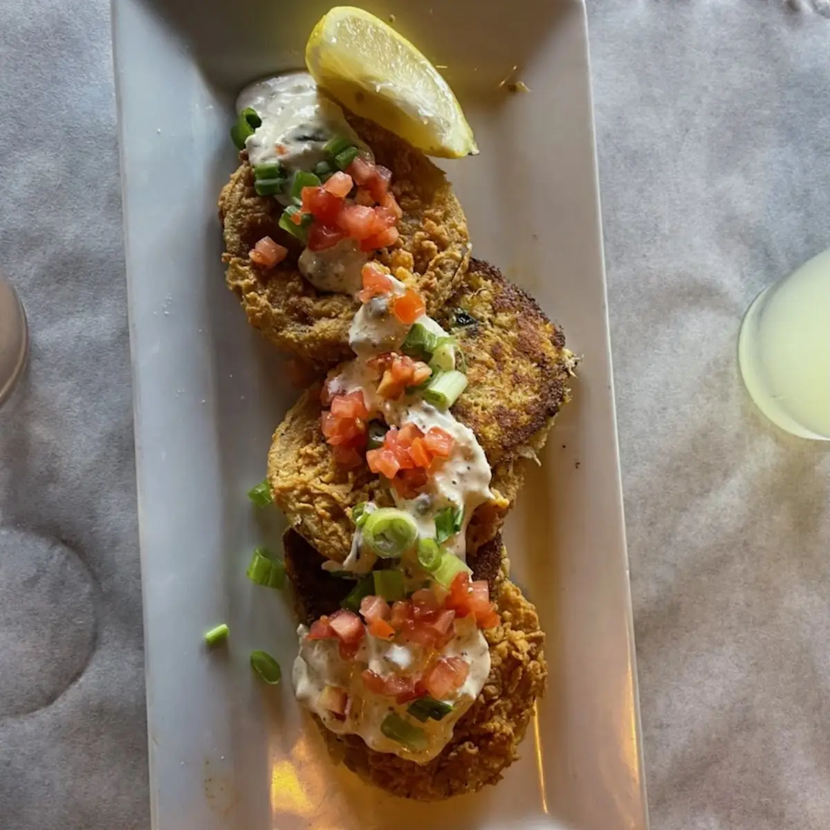 Fried Green Tomatoes & Crab Cakes