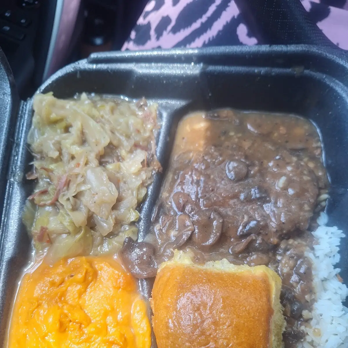 Hamburger Steak Dinner with Sides and Roll