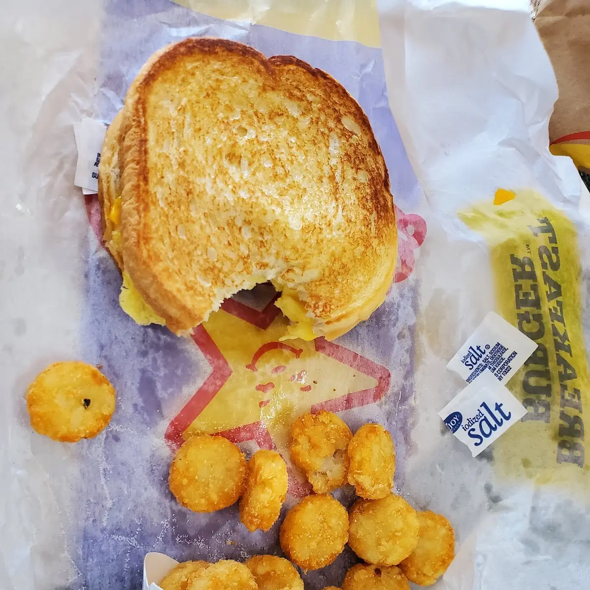 Grilled Cheese Breakfast Sandwich and Mini Hash Browns