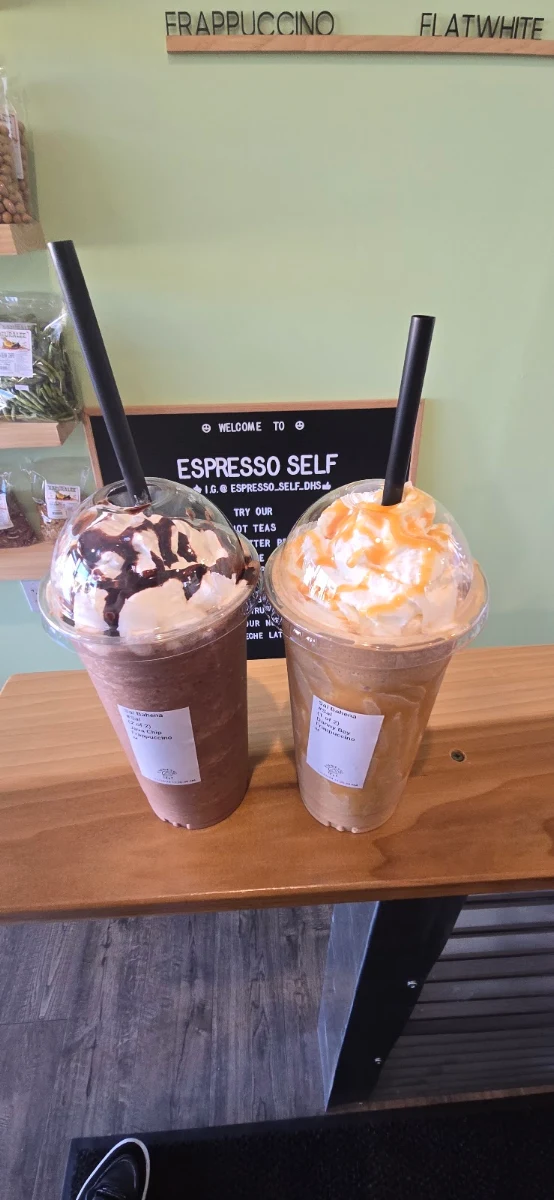 Java Chip FRAP Left Danny Boy Basically an Extreme Caramel Frappuccino