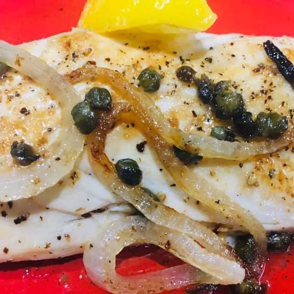Mahi Mahi with Grilled Onions Capers