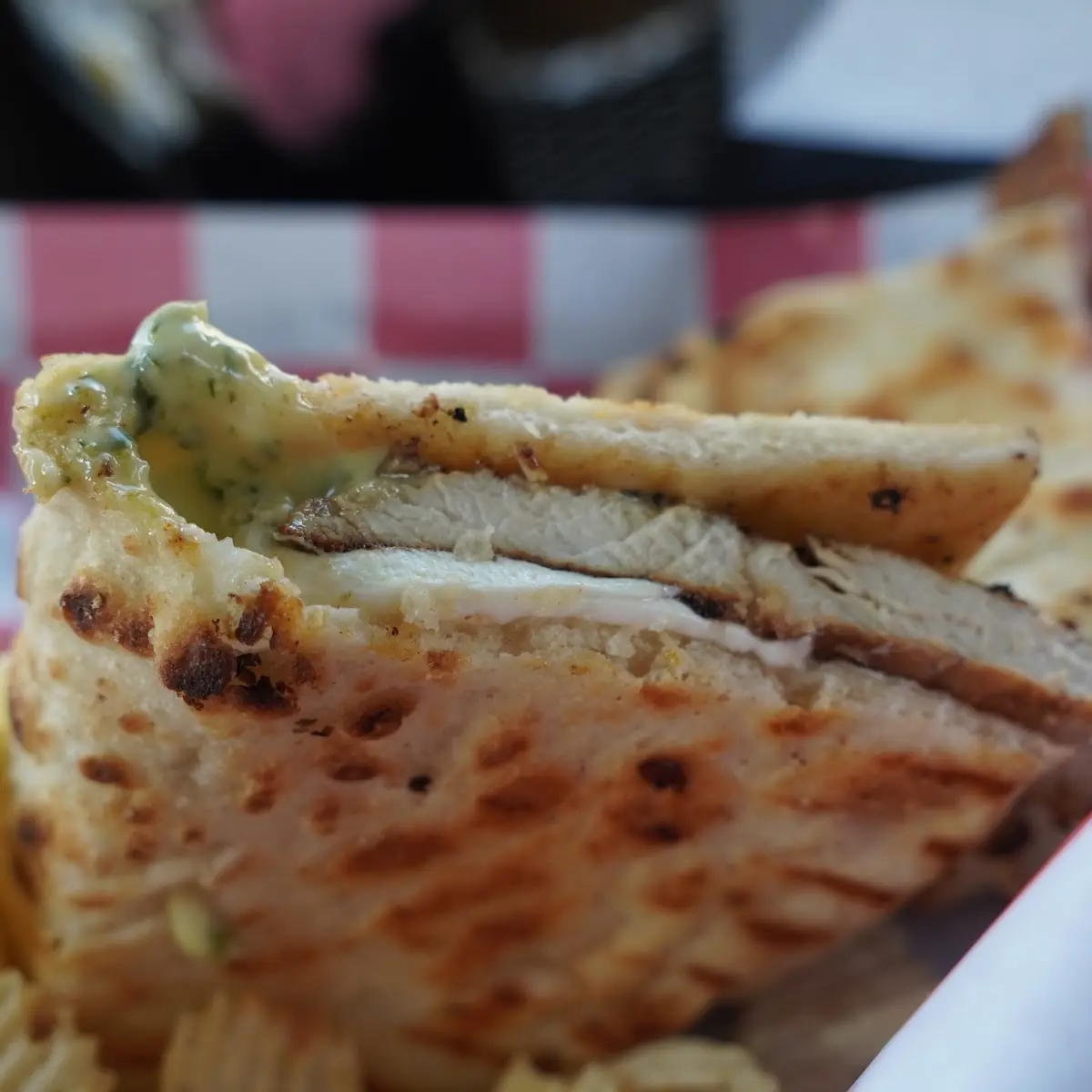 Chicken Pesto Panini with Chips