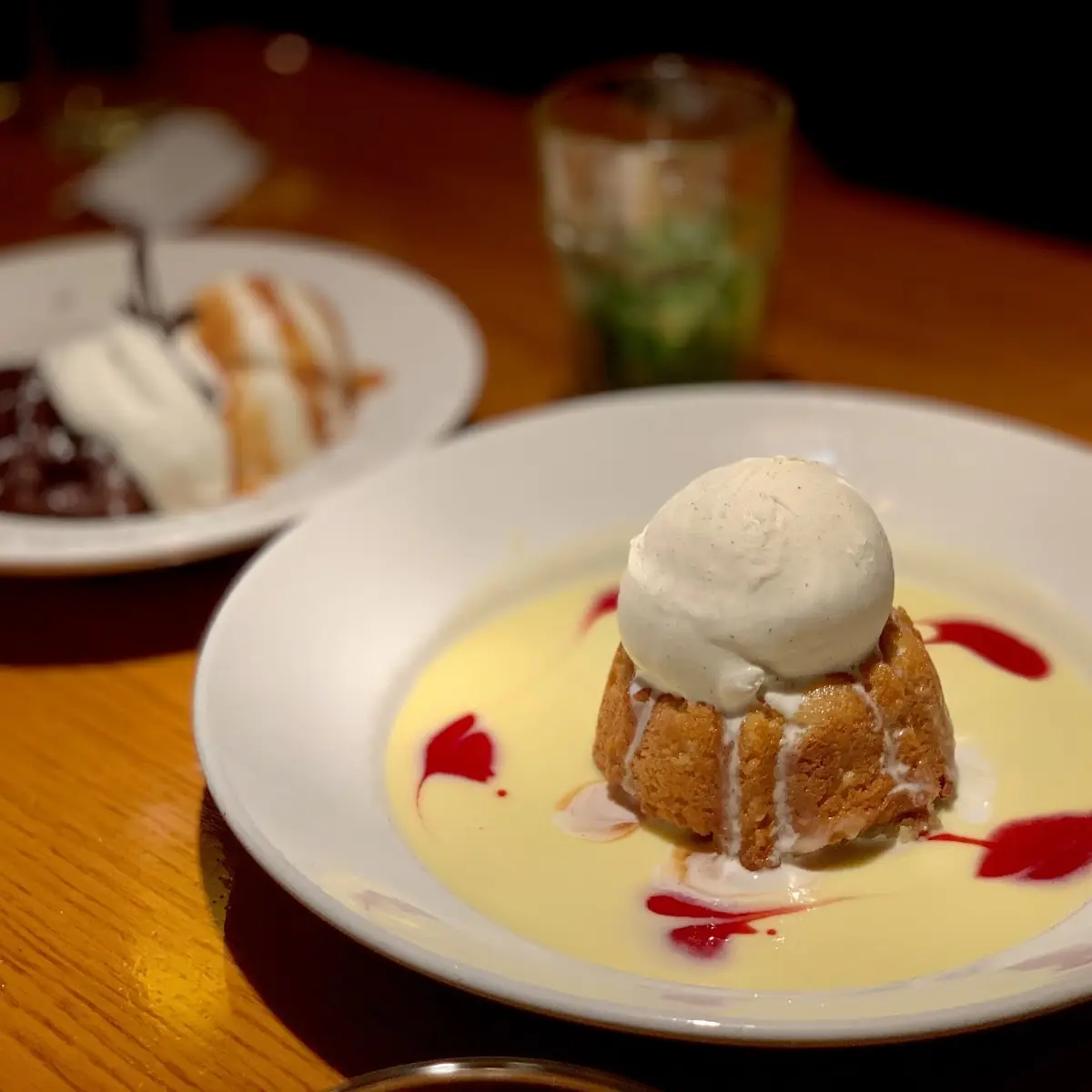 Warm White Chocolate Bread Pudding with Vanilla Ice Cream & Caramel
