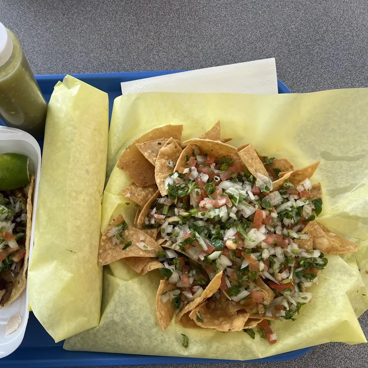 Carne Asada Taco and Chips with Pico De Gallo
