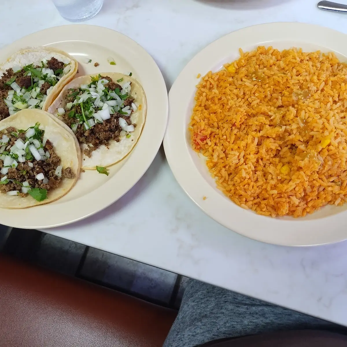 Beef Tacos with Only Onion Cilantro and Rice