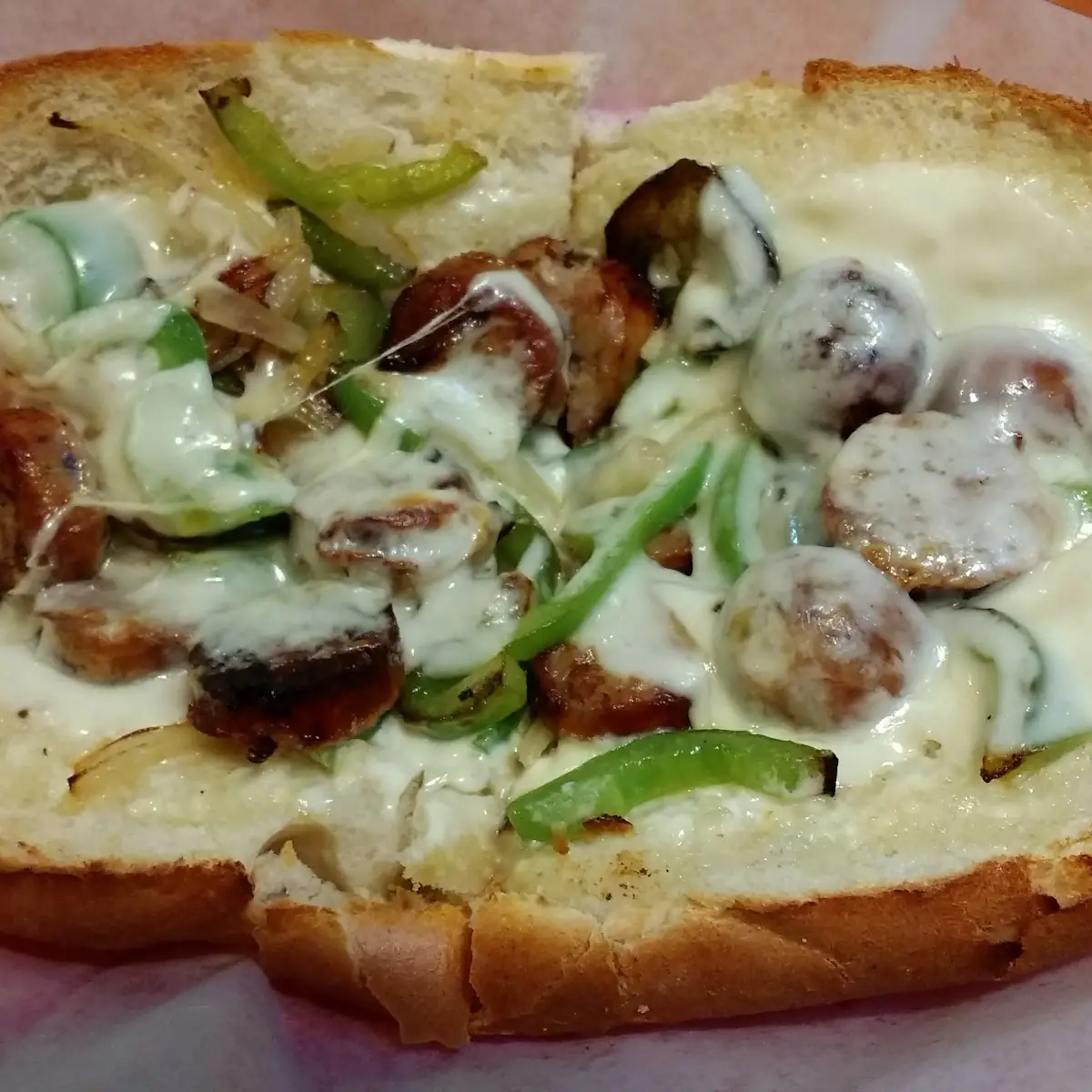Sausage Philly Cheese Steak Sandwich