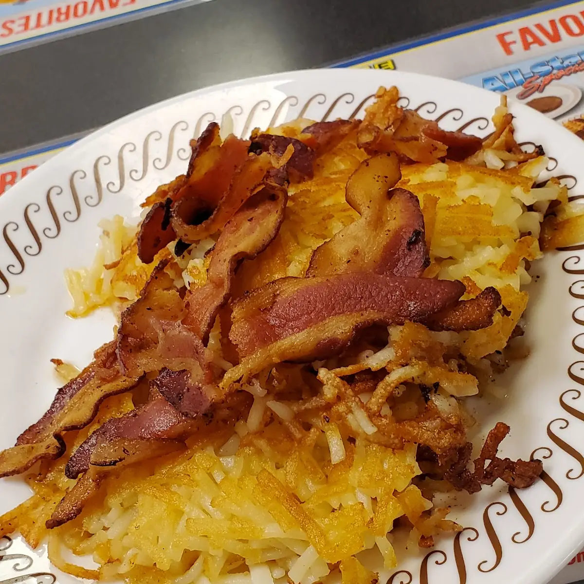 Hash Browns with Bacon Strips