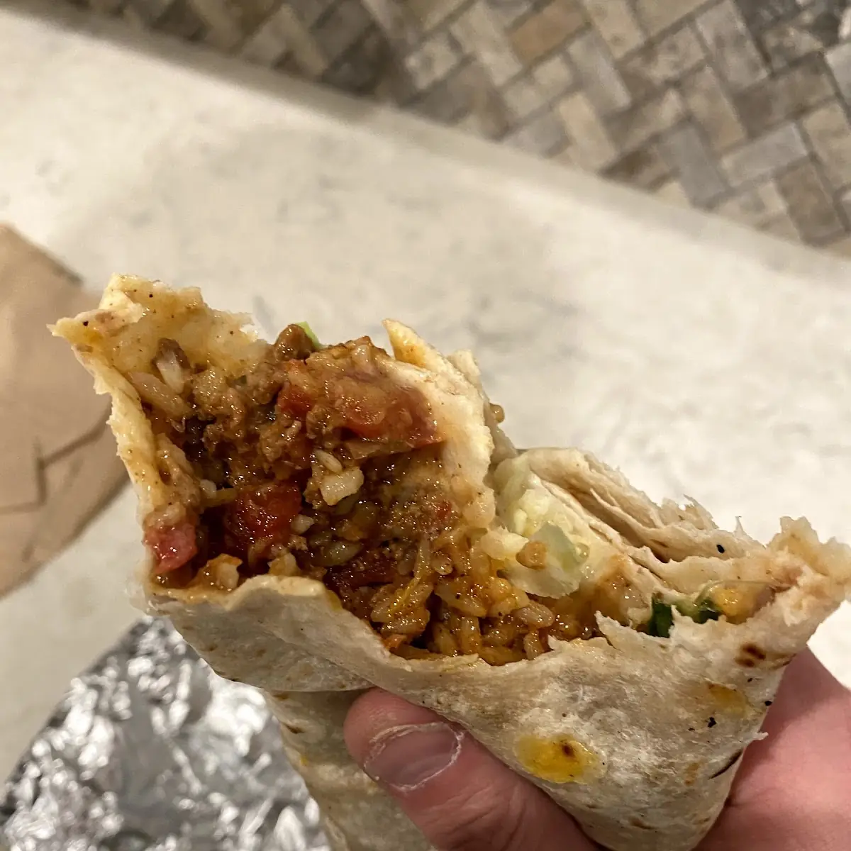 Beef Burrito with Queso