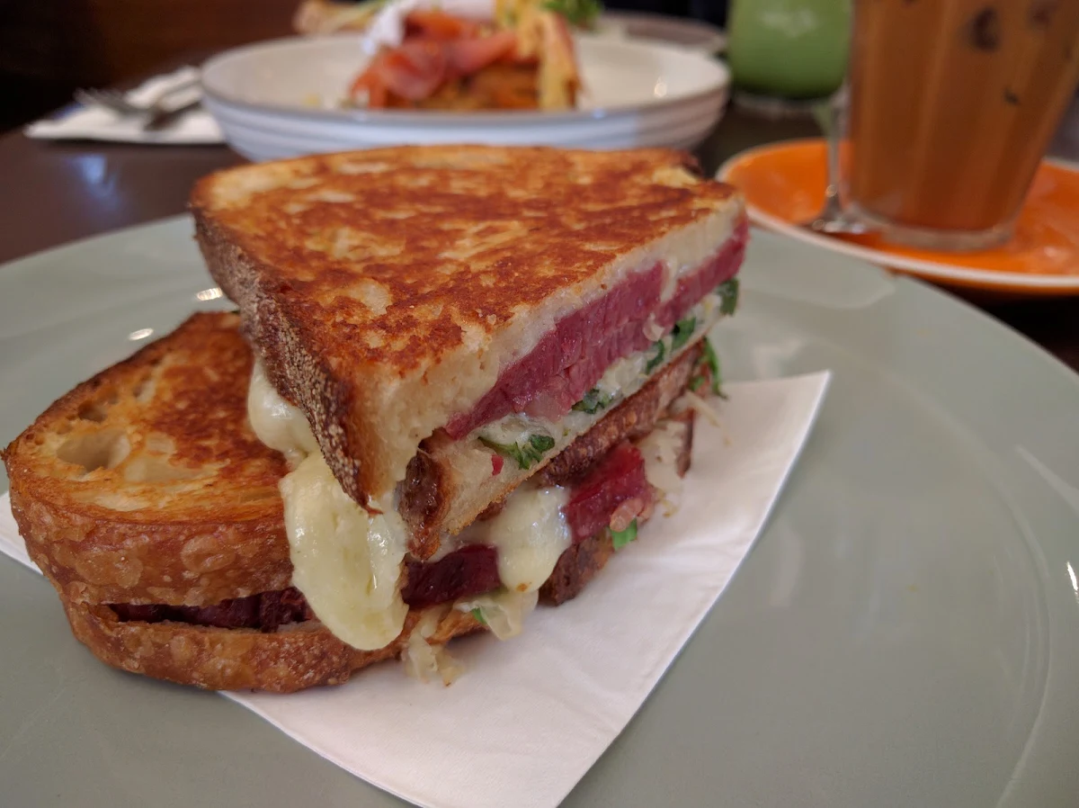 Toasted Reuben Sandwich, Le Monde Cafe