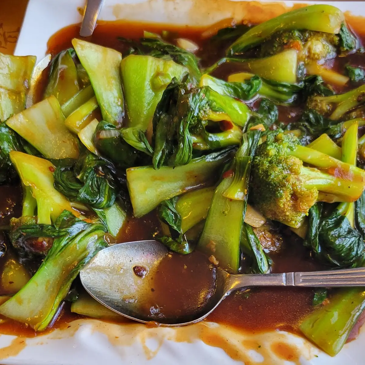 Bok Choy and Broccoli in Garlic Sauce