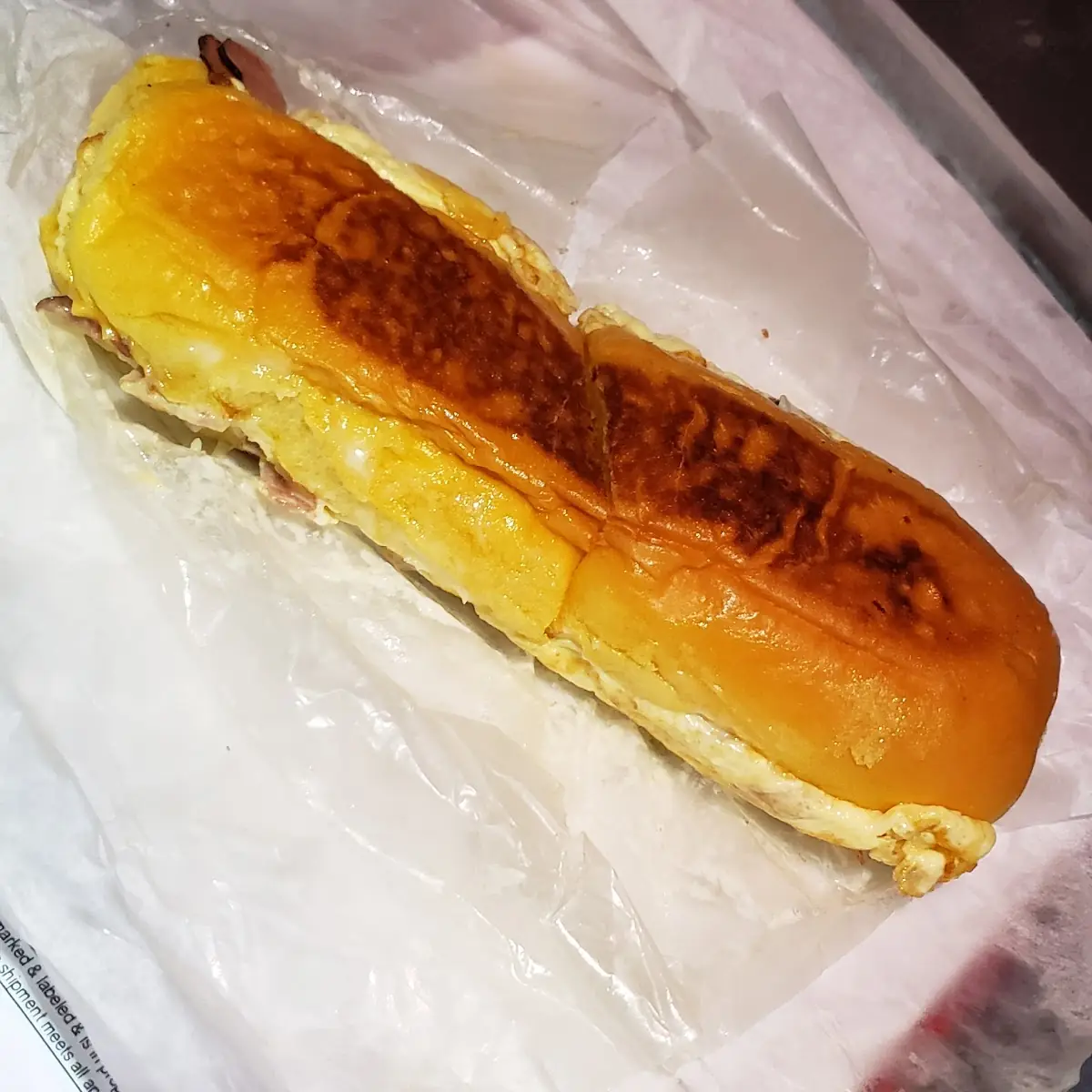 Ham Egg and Cheese Sandwich on a Midnight Bread