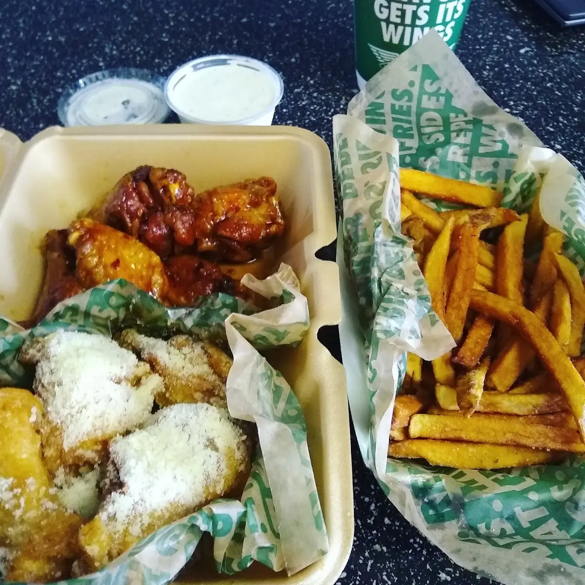 Garlic Parmesan Wings and Fries
