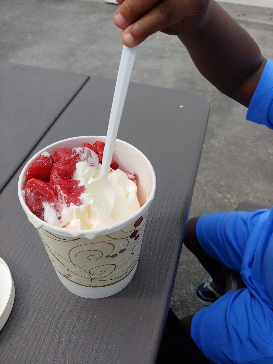 Vanilla Soft Serve Ice Cream & Strawberry