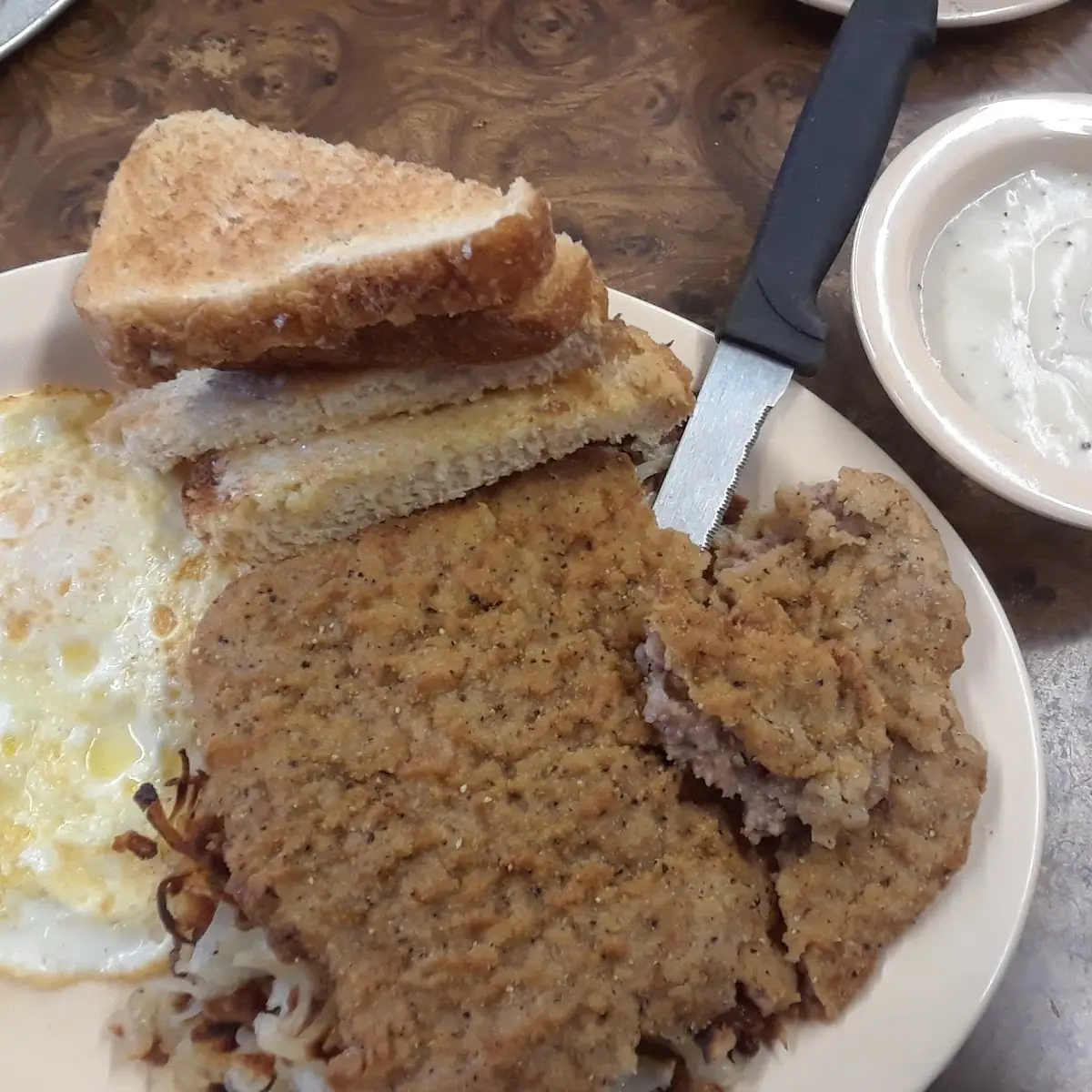 Chicken Fried Steak and Eggs Gravy on the Side