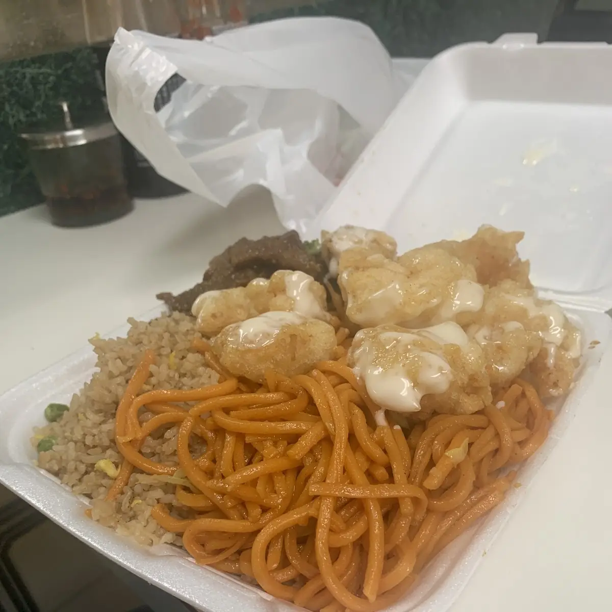 Coconut Shrimp Beef Fried Rice Lo Mein