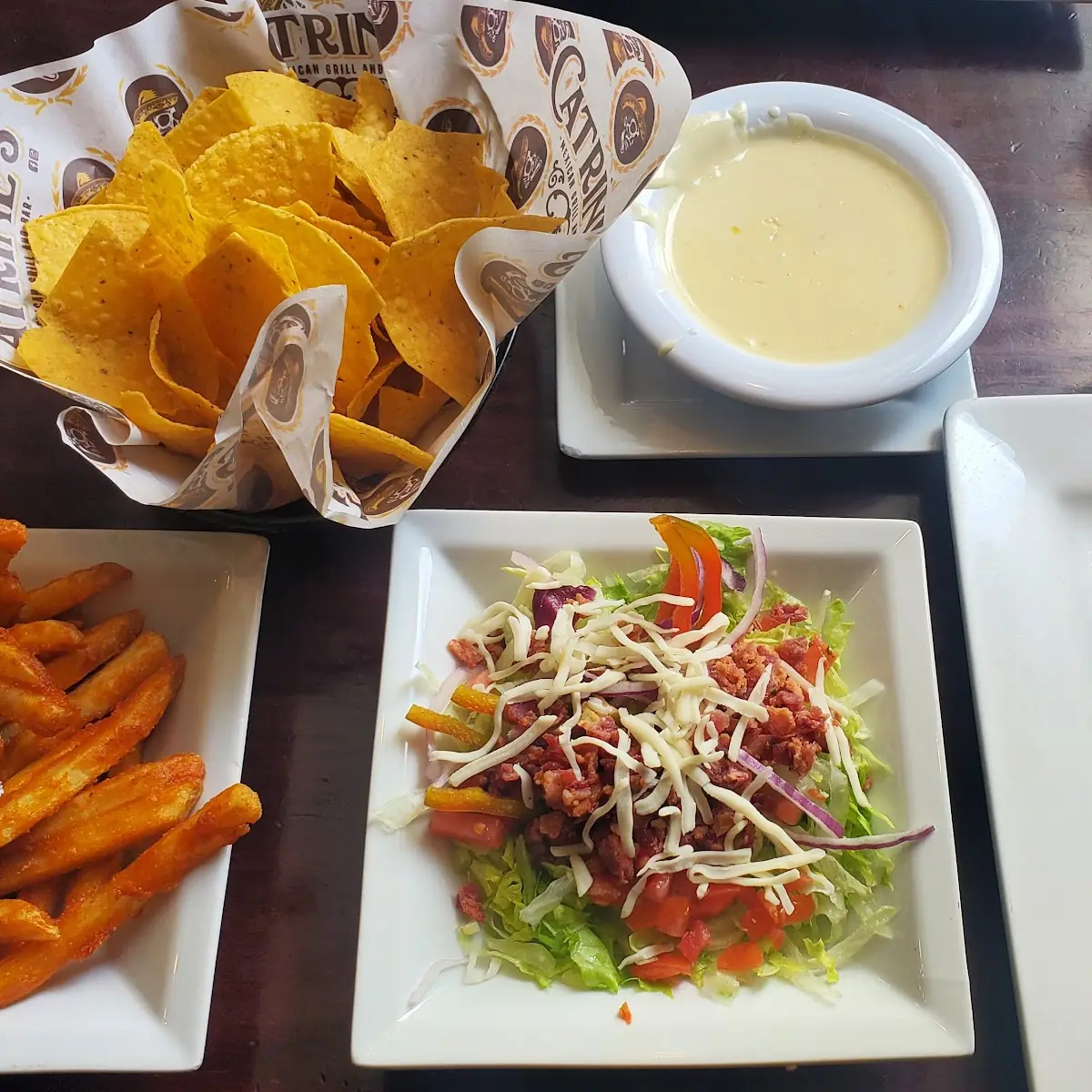 Chips Queso Fries Side Salad Quesadilla