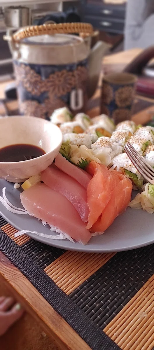 Yam and Avocado Roll Special and Small Salmon and Tuna Sashimi
